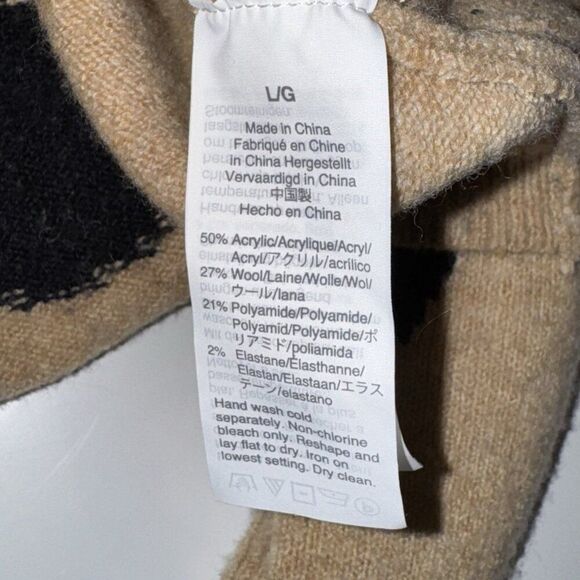 Madewell Dot Graystone Long Sleeve Pullover Sweater Tan Black Womens Size Large - Picture 5 of 6